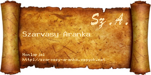 Szarvasy Aranka névjegykártya